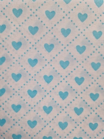 Wit met blauwe hartjes lint