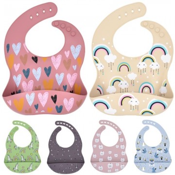 Baby siliconen bib regenboog hart printmain 0
