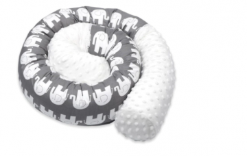 Bedbumper olifant wit grijs