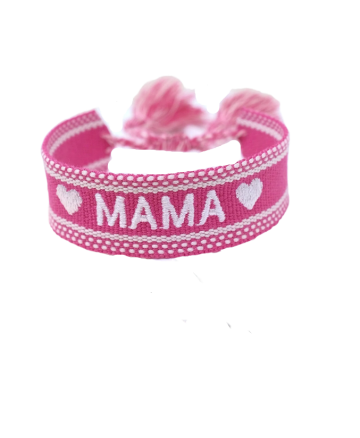Boho armband mama fuchsia wit 2