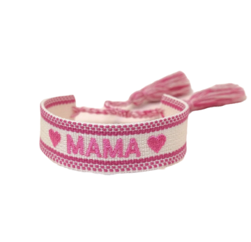 Boho armband mama wit fuchsia 2
