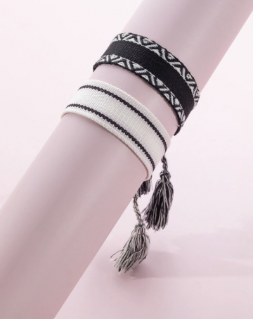 Boho armband zwart en wit