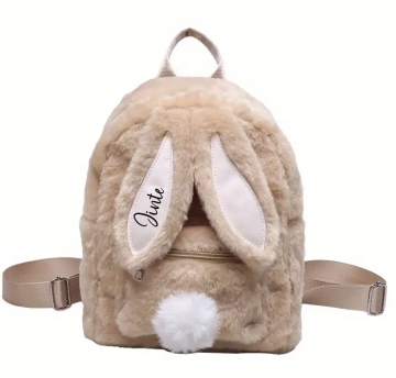 Fluffy rugzak konijn met naam