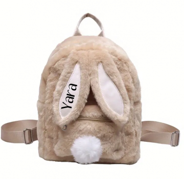Fluffy rugzak konijn met naam2