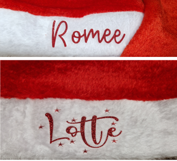 Glitter rood op luxe kerstmuts