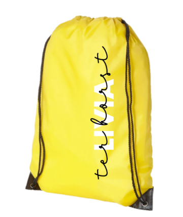 Gymtas dubbele tekst geel