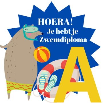 Hoera je hebt je zwemdiploma a op tegel