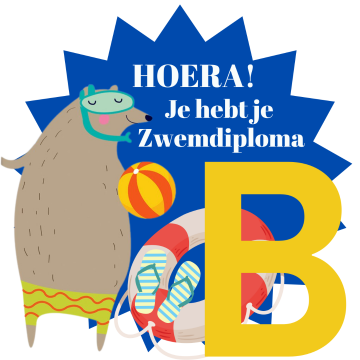 Hoera je hebt je zwemdiploma b op tegel