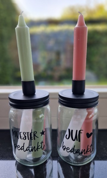 Kaarsenpotje juf   meester