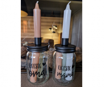 Kaarsenpotje oma en mama