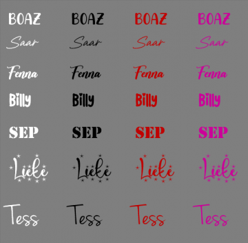 Kleur en lettertypes rugzak dieren met naam