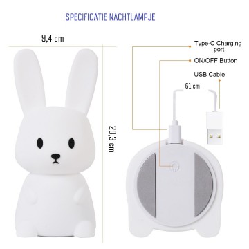 Led nachtlampje konijn2