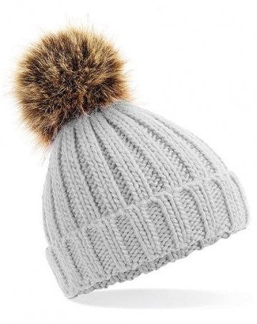 Muts light grey pom pom met naam 1