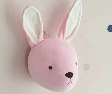 Muurhanger dierenkop roze konijn