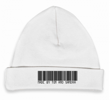 New born mutsje wit met barcode made by