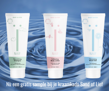 Nu een gratis sample bij je kraamkado sand of lief 0