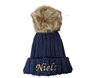 Pom pom muts met naam niels 3