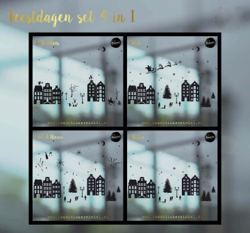 Raamsticker feestdagen set 4 in 1 compleet