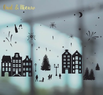 Raamsticker feestdagen set 4 in 1 oud en nieuw