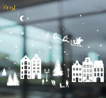 Raamsticker kerst feestdagen set 4 in 1 wit