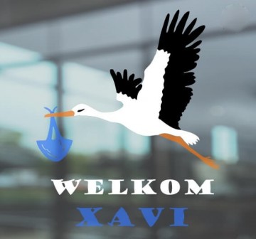 Raamsticker ooievaar geboorte blauw