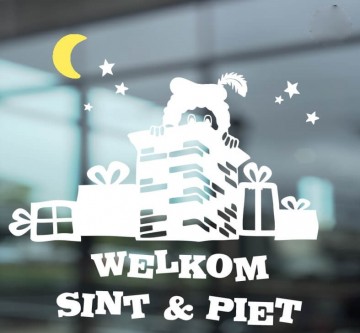 Raamsticker schoorsteen piet welkom w