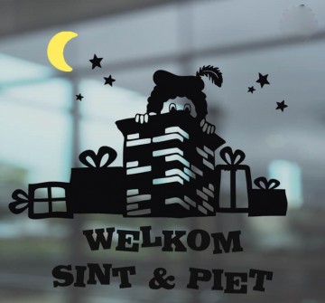 Raamsticker schoorsteen piet welkom z