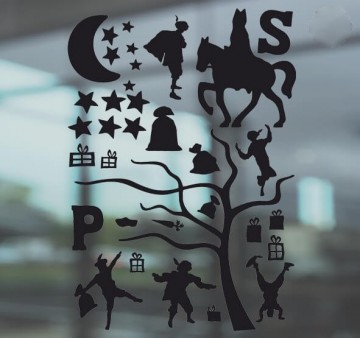 Raamsticker sinterklaas uitbreiding set lager zwart