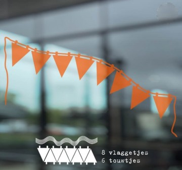 Raamsticker vlaggetjes carnaval feest verjaardag oranje