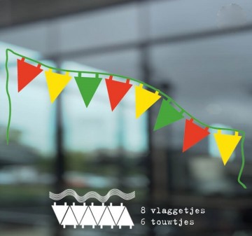 Raamsticker vlaggetjes carnaval feest verjaardag rgg