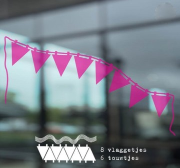 Raamsticker vlaggetjes carnaval feest verjaardag roze