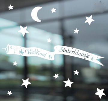 Raamsticker wimpel sinterklaas lint wit