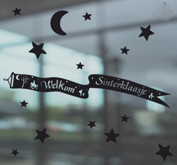 Raamsticker wimpel sinterklaas lint zwart