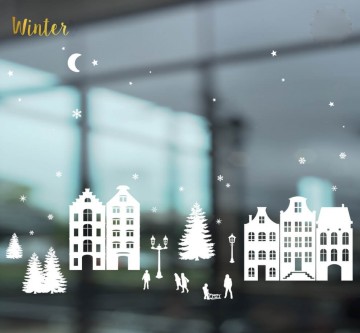 Raamsticker winter feestdagen set 4 in 1 wit