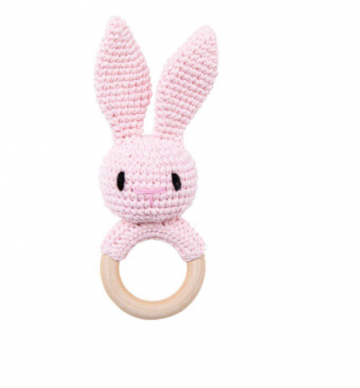 Rammelaar met bijtring roze konijn