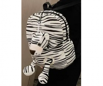 Rugtas zebra met knuffel 1