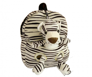 Rugtas zebra met knuffel