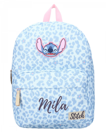 Rugzak stitch leopard and laughter met naam