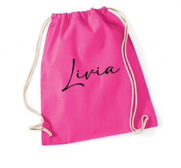 Rugzakje katoen met naam fuchsia adelia