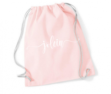 Rugzakje katoen met naam pastel pink clareta