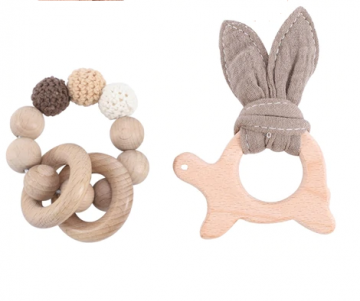 Setje bijtring schildpad bruin