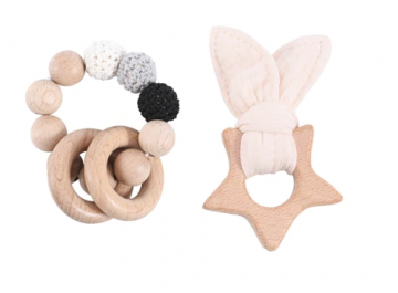 Setje bijtring ster ecru