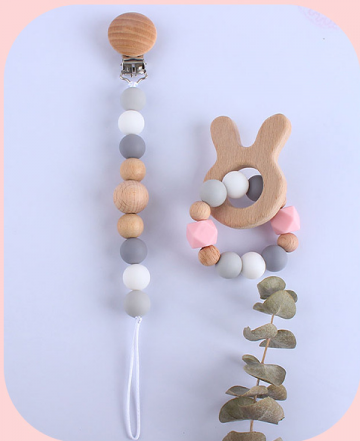 Speenkoord en bijtringarmband mickey wit roze 2