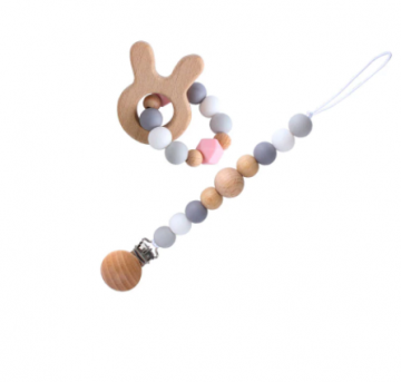 Speenkoord en bijtringarmband mickey wit roze