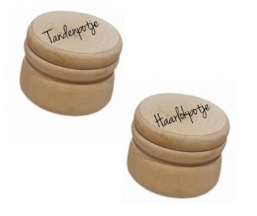 Tandenpotje en haarlokpotje set