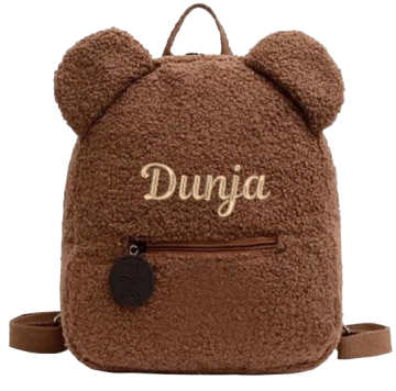 Teddy rugtas met naam donkerbruinccexpress 1