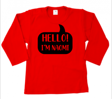 Tekstballon naam rood hashed browns