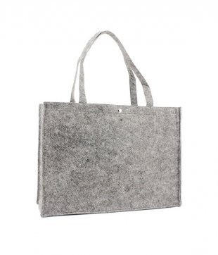 Vilten tas lichtgrijs met drukknoop